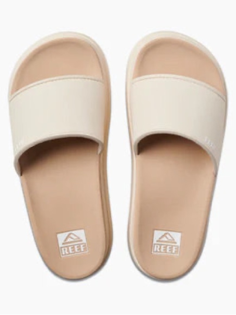 Reef Women's Slide Sandals in Cream and Tan